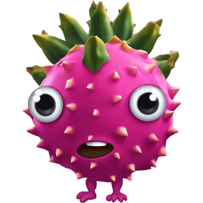 3D elegant Pitahaya with large shiny eyes 👀 Pitahaya hand holds the mirror with its reflection 🪞 emoji