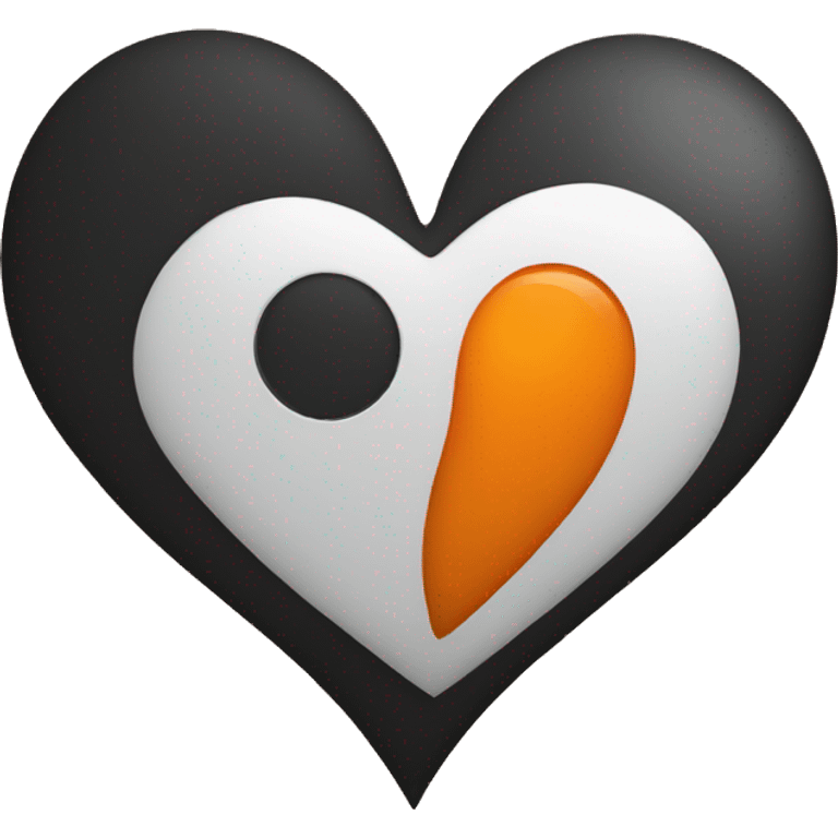 Half black and half orange heart emoji