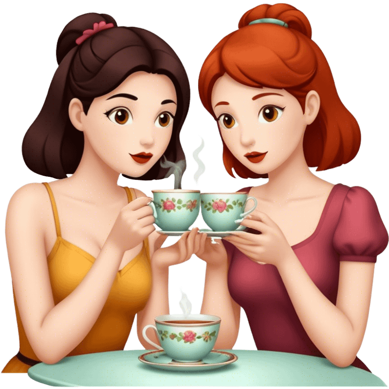 gossip over tea two girl friend emoji