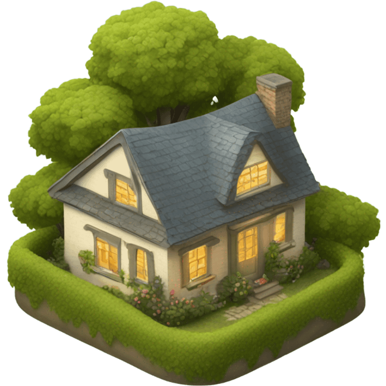 Coquette cottage with trees  emoji