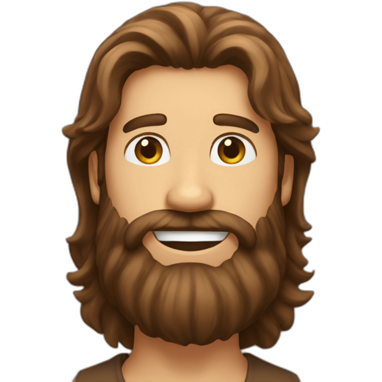 long brown haired bearded man happy emoji