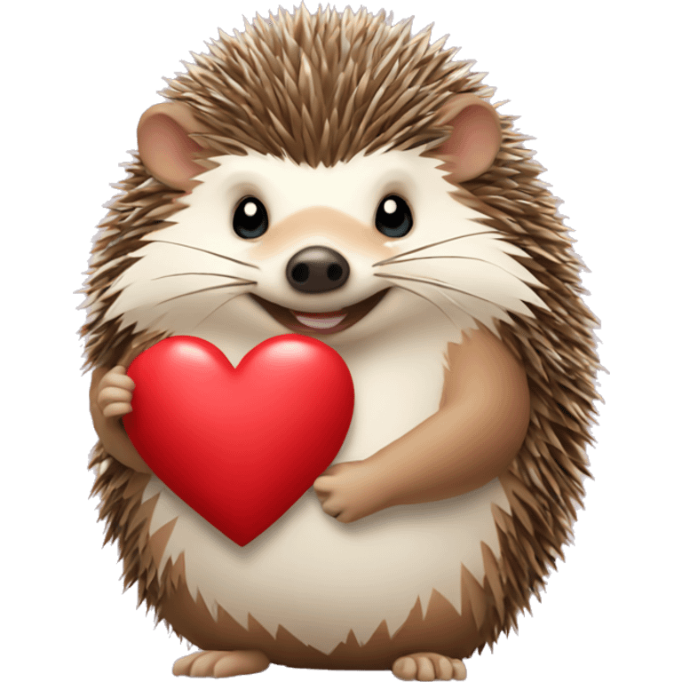 Hedgehog with a bow and holding a heart emoji