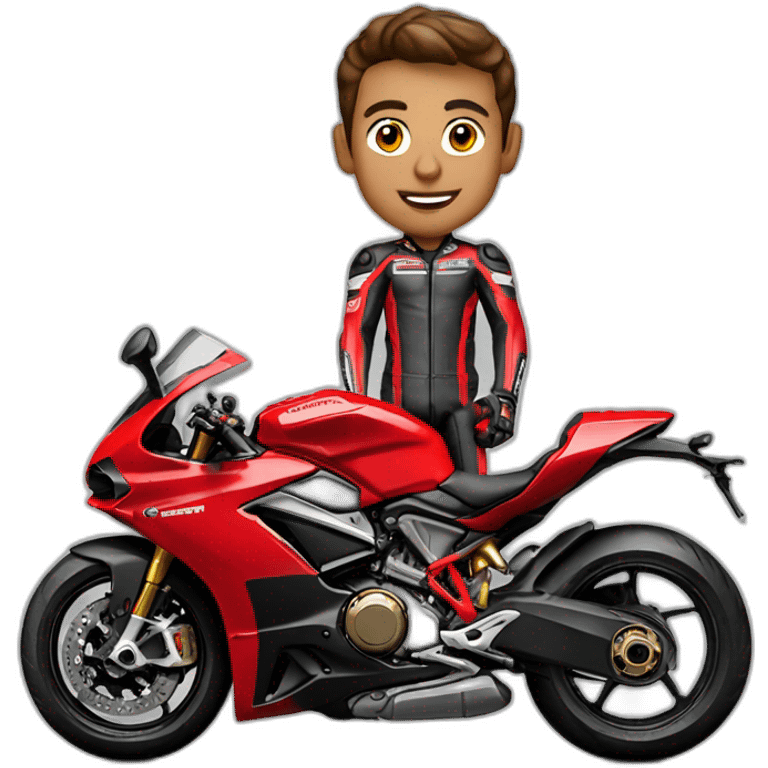 muscular biker on Ducati Corse emoji