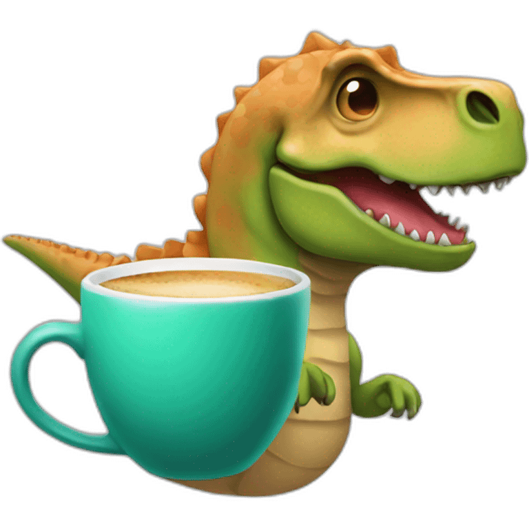 dino with coffee emoji