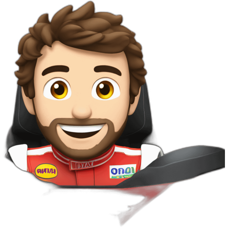 fernando alonso in their aston martin car celebrate victory emoji