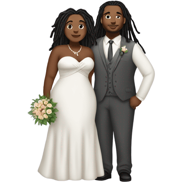 Plus size couple with locs wedding full body emoji