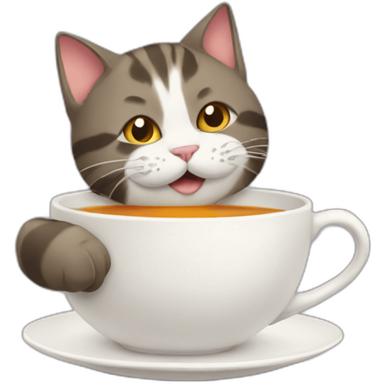 cat drinking tea emoji