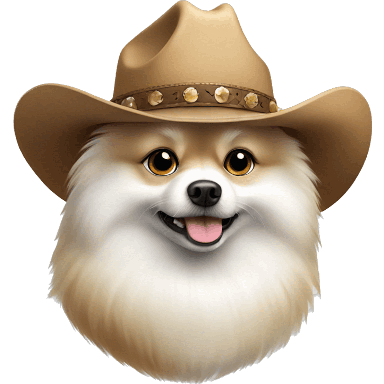 White Pomeranian with hat cowboy emoji