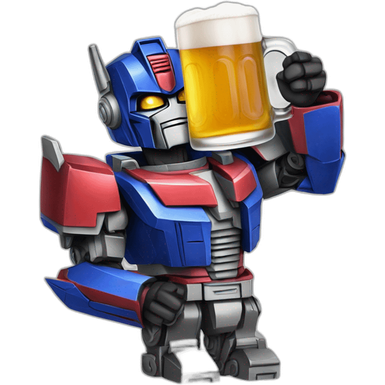 Optimus Prime tenant une bière emoji