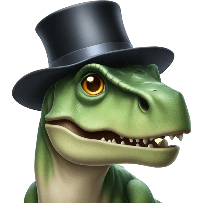 Dinosaur with top hat emoji