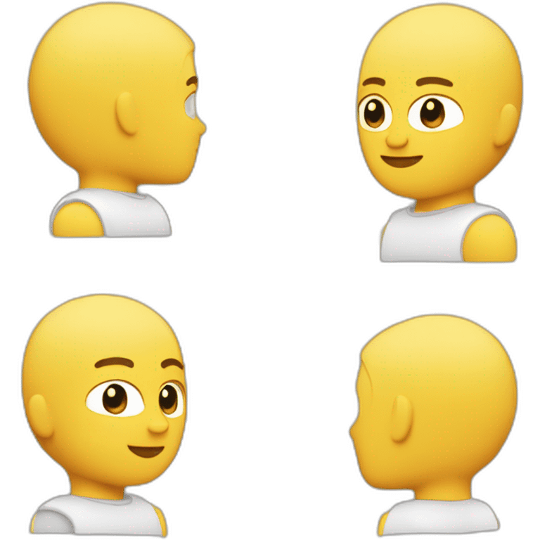 Persona muy fuerte de raza blanca con pelo estilo Buzz cut y amarillo emoji