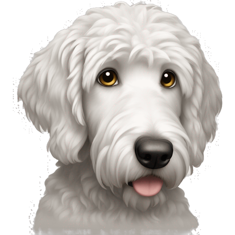 White golden doodle grayish ears emoji