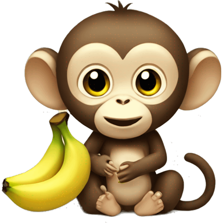 Cute monkey eating banana  emoji