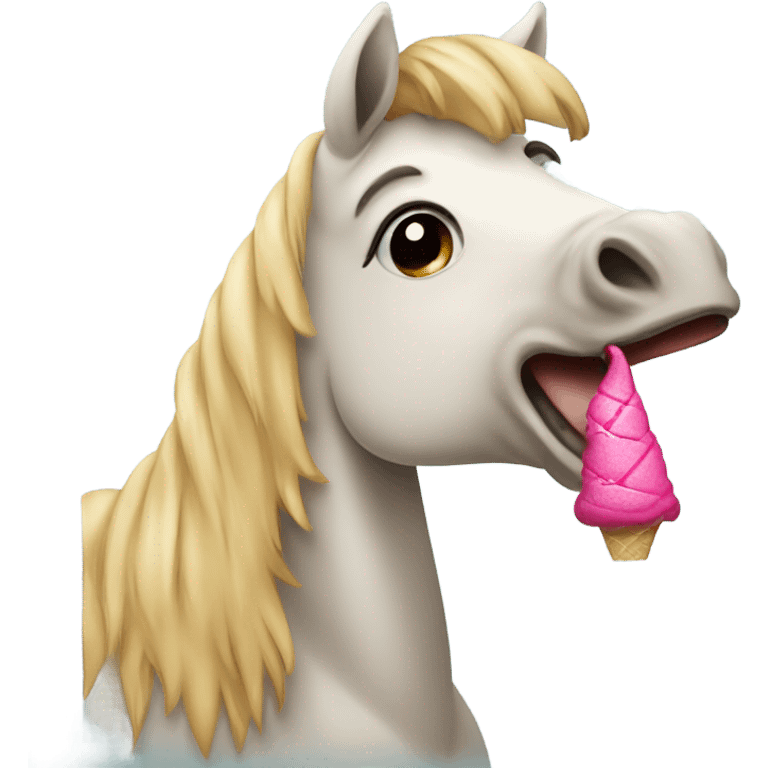 Horse eating ice cream emoji