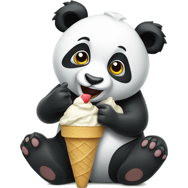 Panda eating ice cream emoji