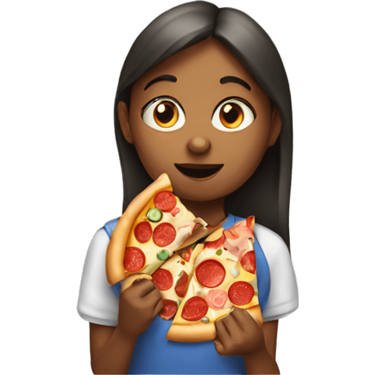 Girl eating pizza emoji