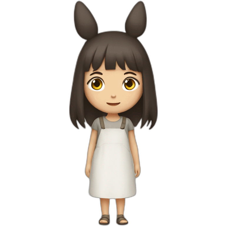 Fille Brune dans un costume de Totoro emoji