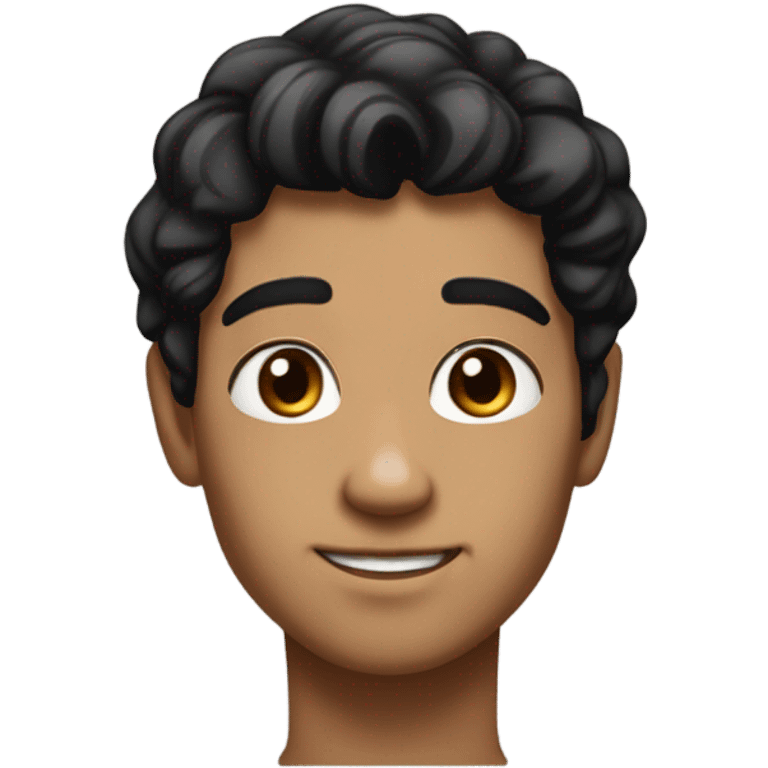 Generate a semi-realistic digital avatar with black hair, black eyes, and a warm, natural skin tone. The character should have a friendly, confident expression and wear a modern casual outfit like a hoodie or jacket. Use a simple or transparent background emoji