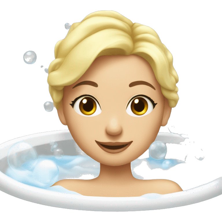 Blonde girl taking a bubble bath in a bath tub emoji