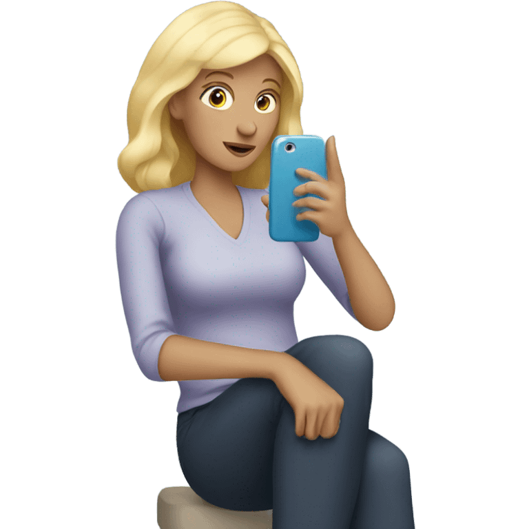 Blonde mom using phone emoji