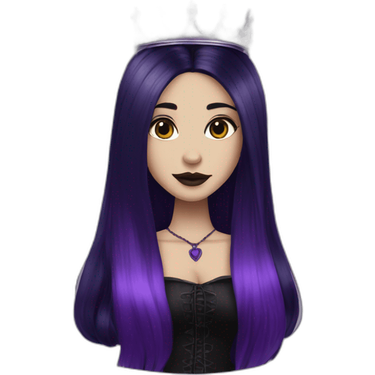 Queen gothic girl long dark black and purple hair emoji