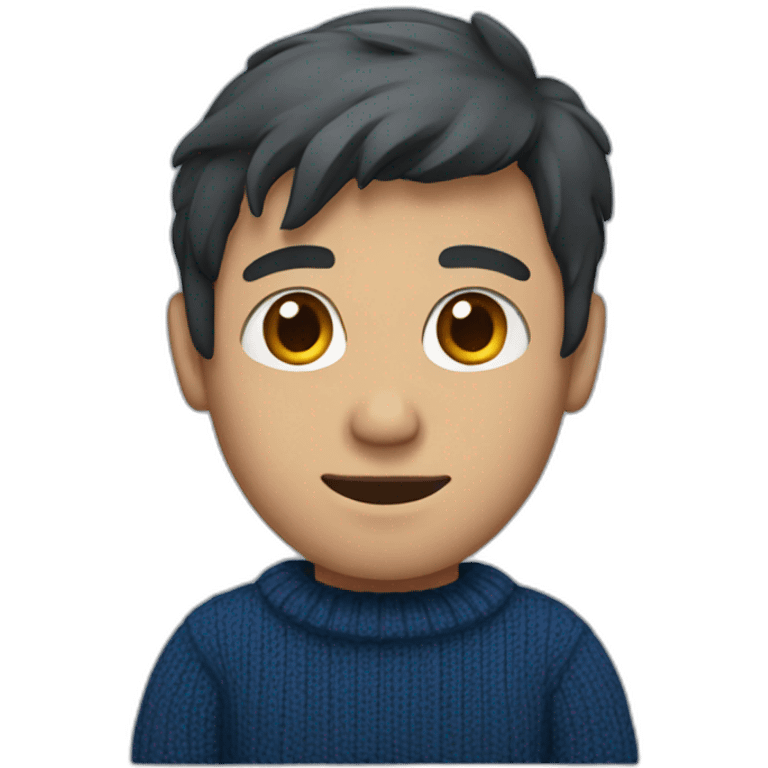 a guy with a dark blue sweater and a cast on his left hand emoji