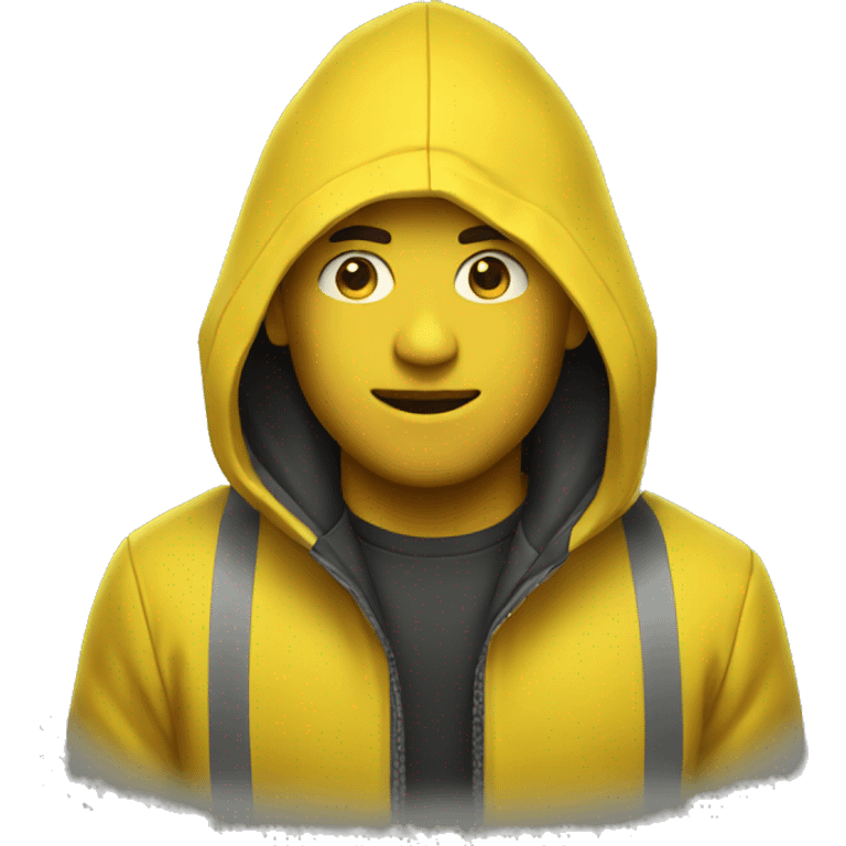 Guy in yellow rain jacket no hood  emoji