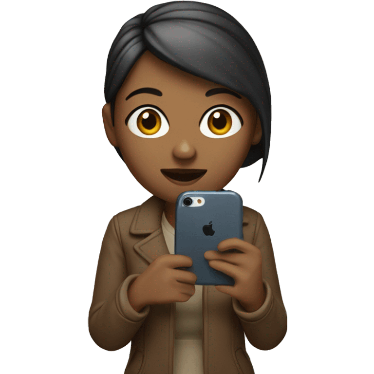 female memoji holding phone at scre emoji