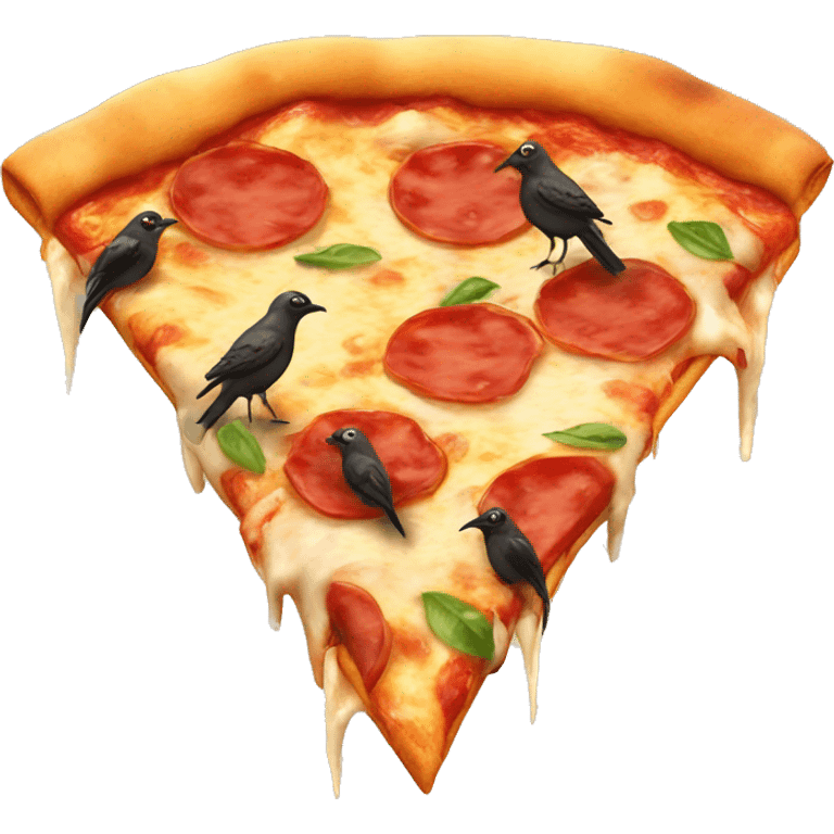 Pizza with a bird eating it  emoji