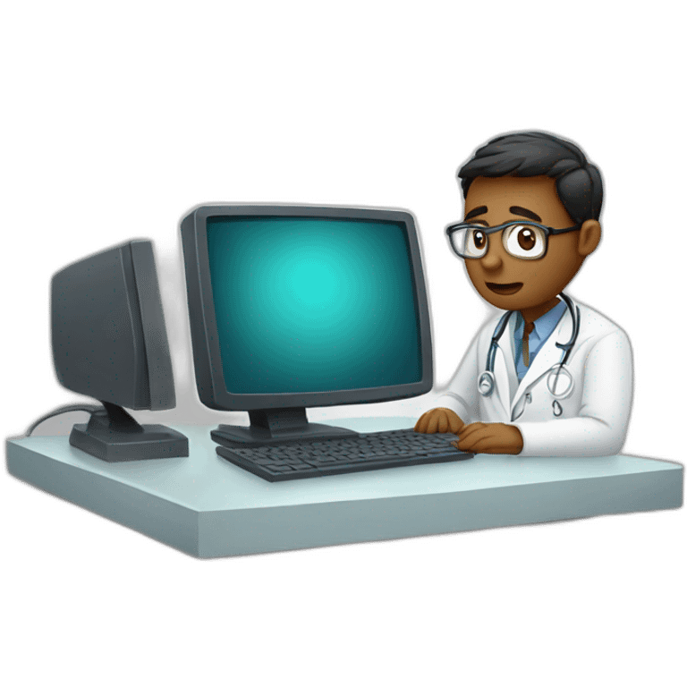 worried doctor typing on computer emoji