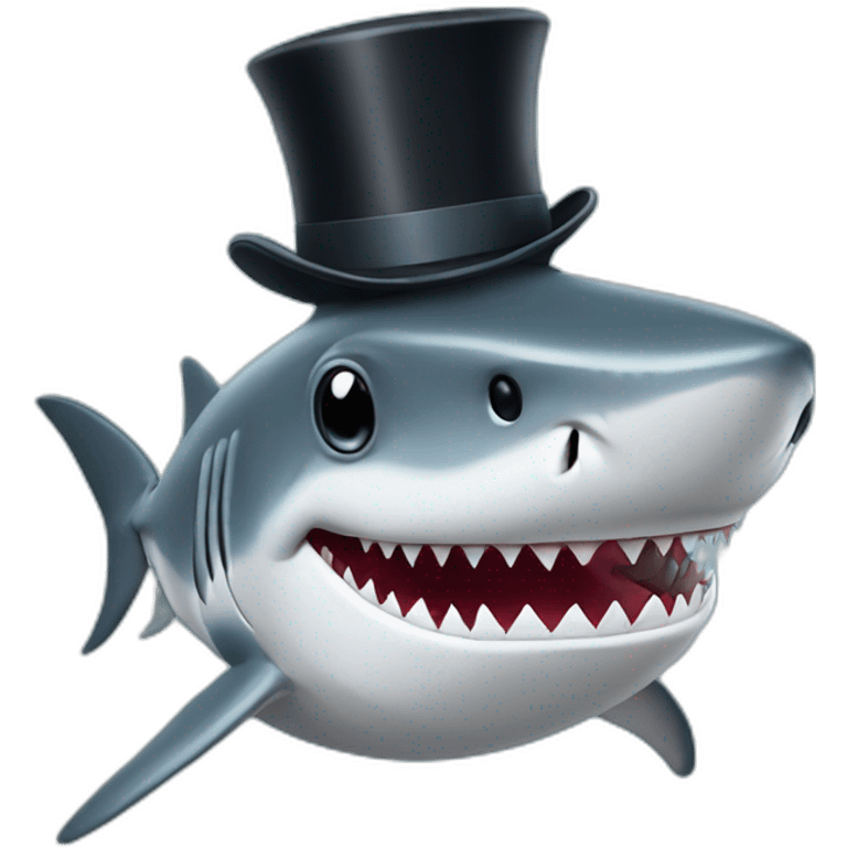 Shark with a top hat emoji