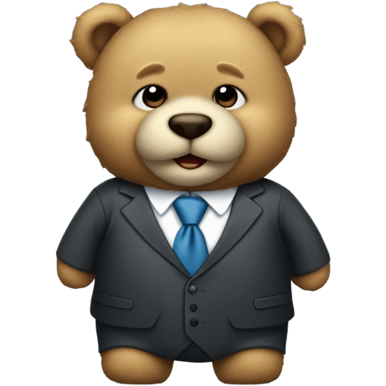 Cute chubby teddy bear in a business suit ￼ emoji