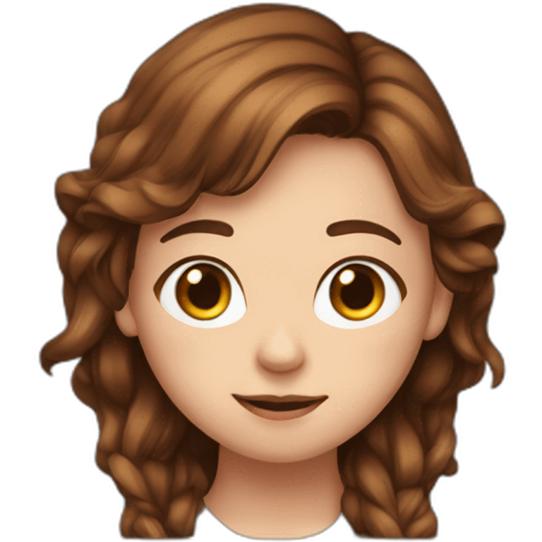 Brown hair freckled Girl streaming infront of computer emoji