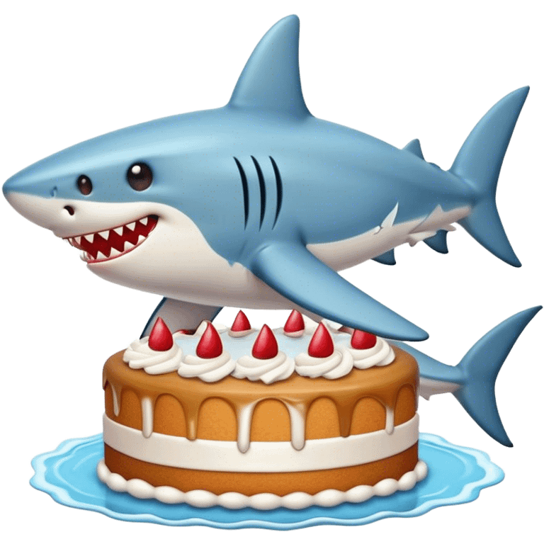 Create a shark emoji with a cake
 emoji