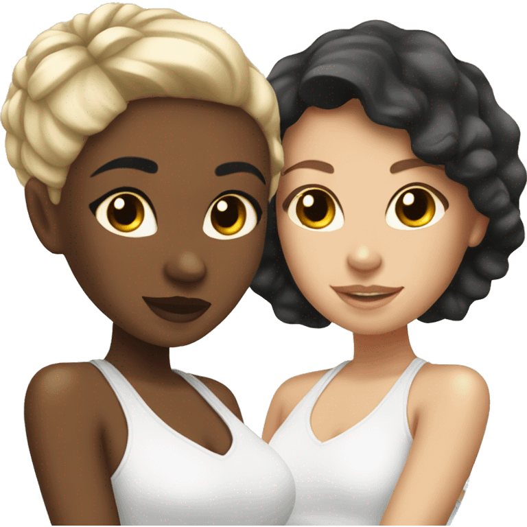 Blonde girl and brunette girl spa day emoji