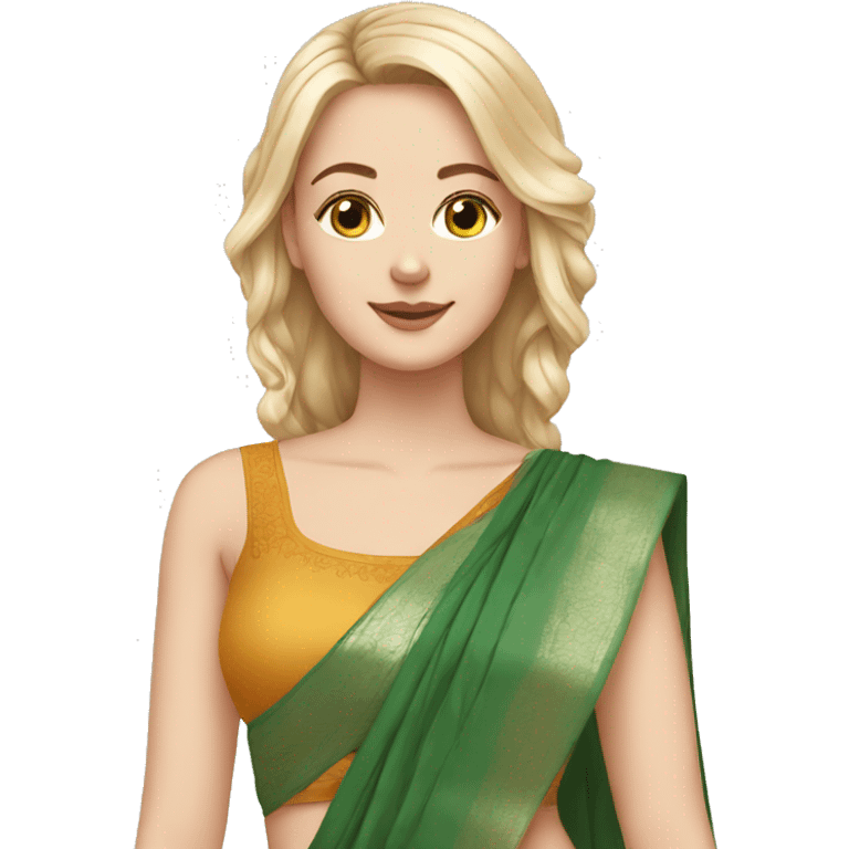 White girl with saree emoji