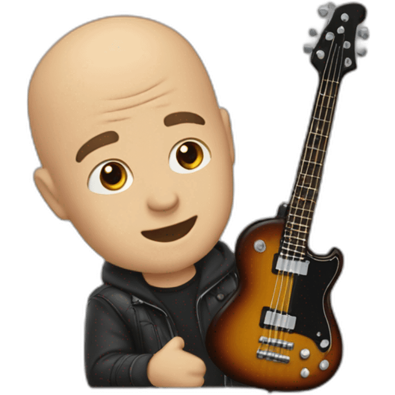 But the bass guitar player is bald emoji