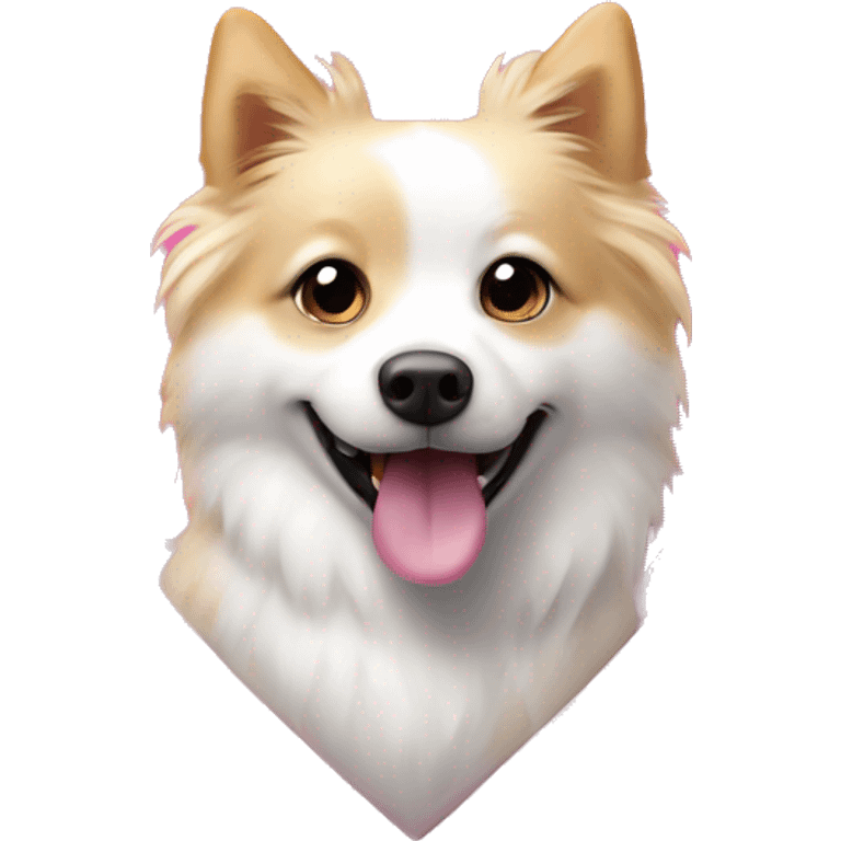 White and blonde spots spitz in a pink heart emoji