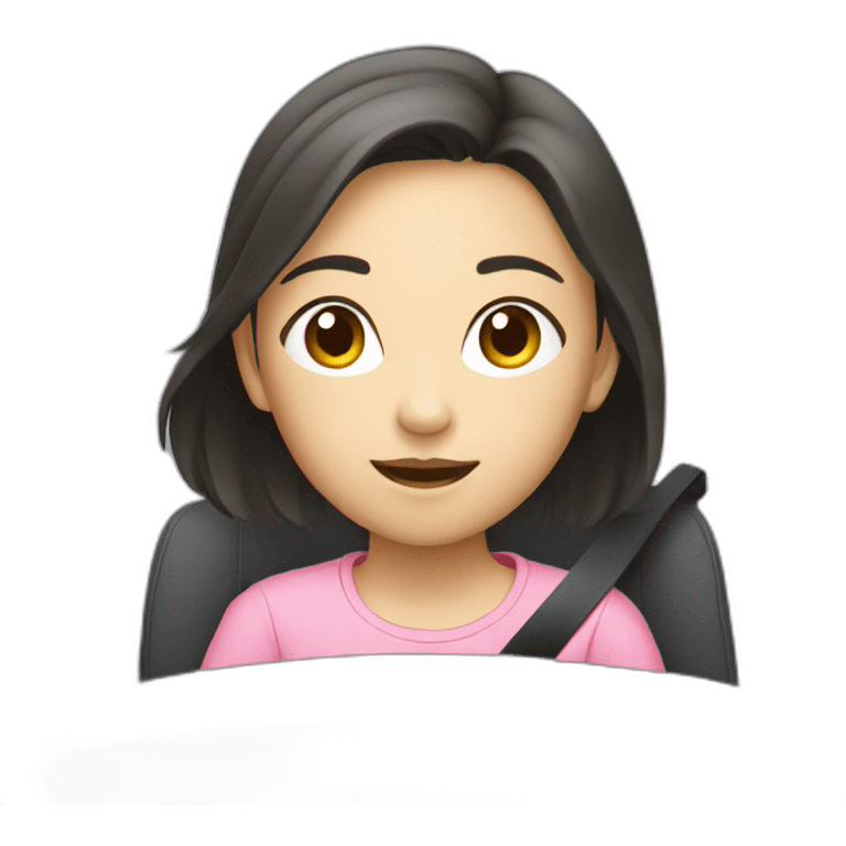 young asian girl driving emoji