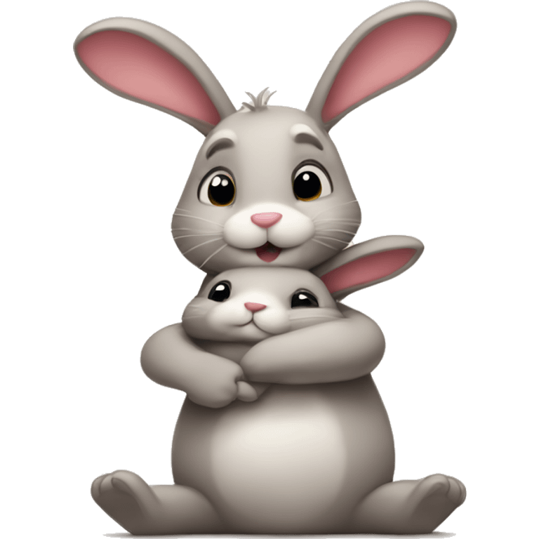 Bunny hugging a dear emoji