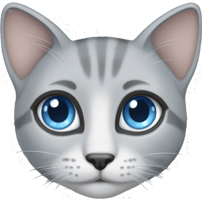 Heute cat with Blue eyes, grey ears and grey nose and grey laps emoji