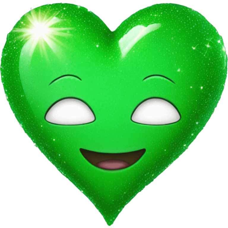 corazón verde con brillos  emoji