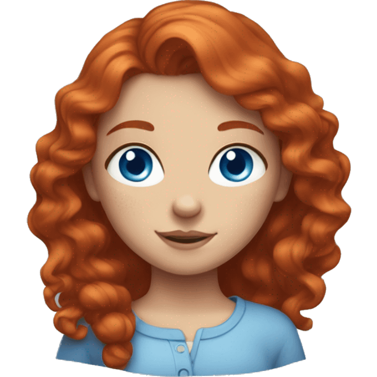 Red head girl with blue eyes and freckles emoji