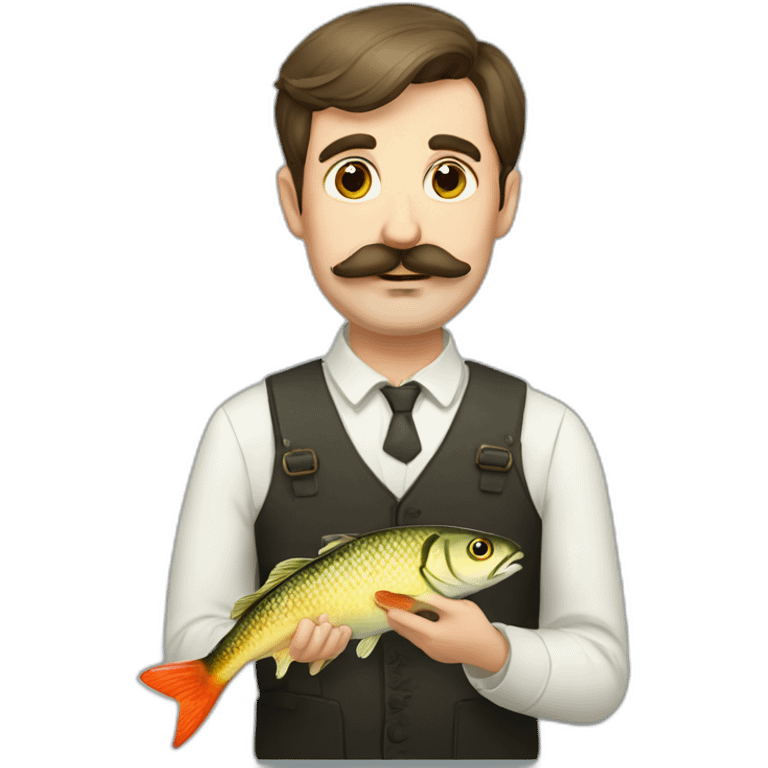 russian moustache husband with fish emoji