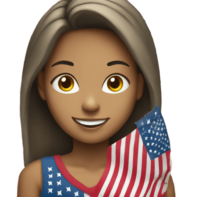 smiling girl with american flag emoji