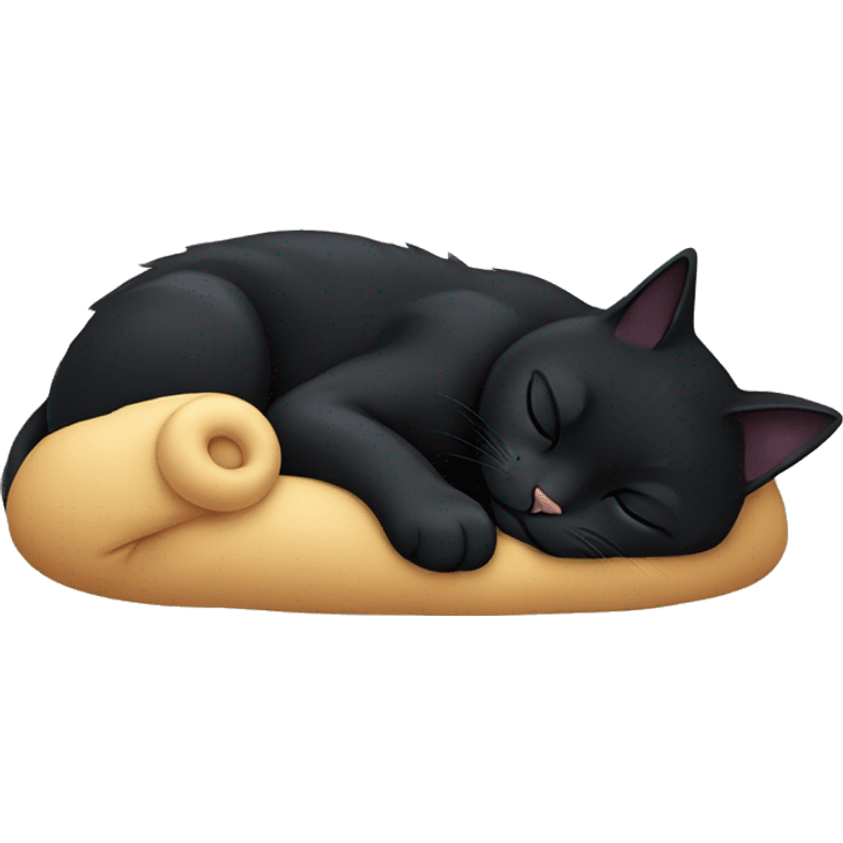 black cat curled up sleeping emoji