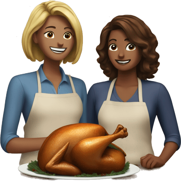 Bonnie and Sarah roasting a turkey  emoji