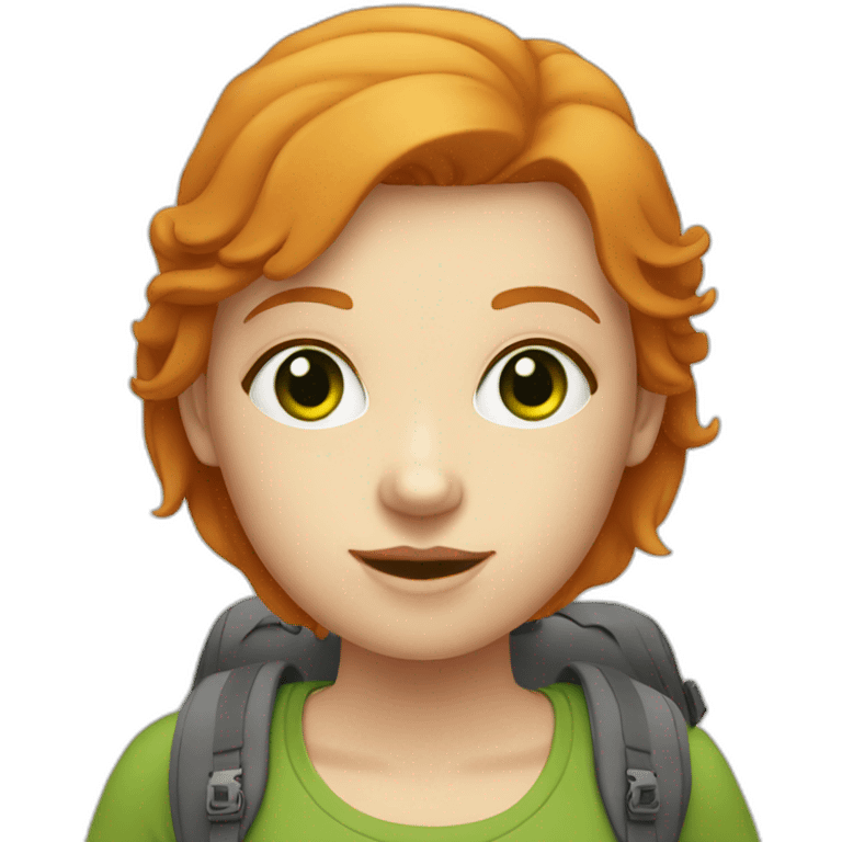 Ginger White girl with green eyes, travelling with map and backpack emoji