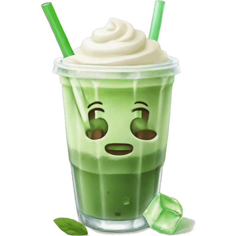 Iced matcha latte with ice cubes  emoji