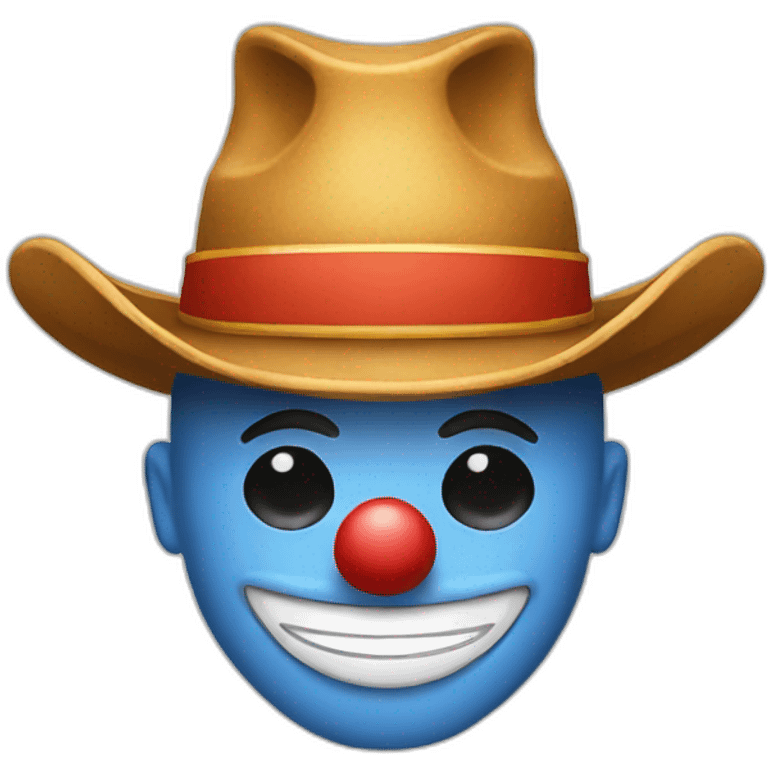 Classic Clown face emoji wearing a cowboy hat emoji